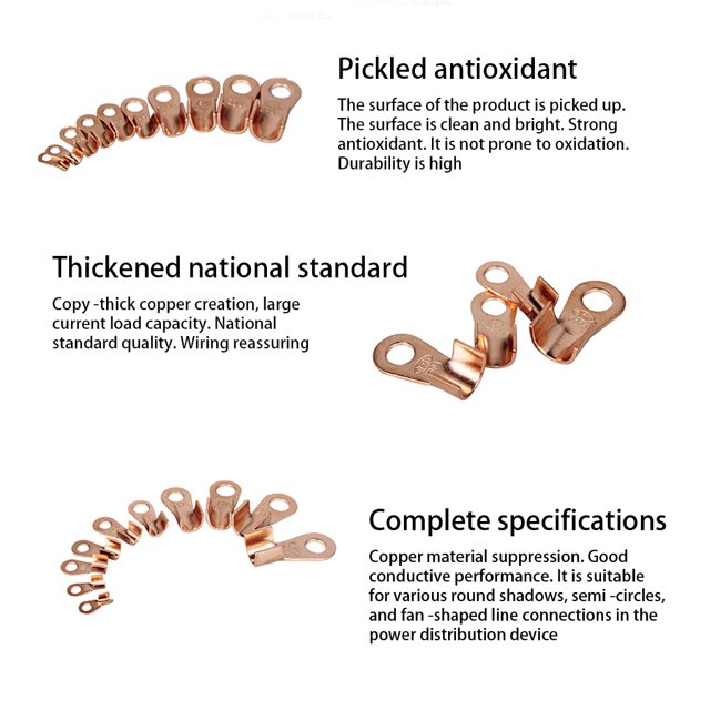 10 Pieces Mini Wire Terminals Copper Electrical Cable Connector Electrical Accessories Household Lug Ends Professional Cord Connection Fixing Accessories 10A