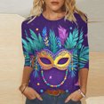 thumbnail image 2 of Penkiiy Blouse Carnaval Manches 3/4 Chemise de Printemps Quotidienne Tee Imprimé Masque Blouse Mardi Gras Col Rond 2024 Tee Tunique Habillée TG Multicolore, 2 of 5