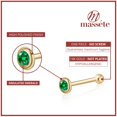 thumbnail image 3 of 14k Yellow Gold Nose Ring with Simulated Emerald Bezel Set Micro Stud Piercing Body, 3 of 6