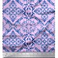 thumbnail image 1 of Soimoi Purple polyester Crepe Fabric Vector Design Damask Printed Fabric 1 Yard 52 Inch Wide, 1 of 3