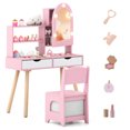 thumbnail image 1 of Costway Kids Vanity Set with 3-Color Lighting Modes, Adjustable Brightness, Mirror Cabinet Pink, 1 of 10