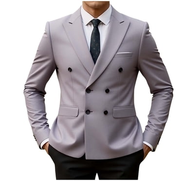 zfhfof Mens Double Breasted Suit Blazer Notch Collar Casual Dress Jacket Slim Fit Solid Sport Coat Jackets for Business Formal Wedding Party