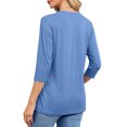 thumbnail image 4 of Amzcrzy Hauts pour Femmes Mode Manches 3/4 Hauts d'Été pour Femmes Couleur Unie Col Rond Hauts de Sortie Décontractés Confortables Hauts de Printemps T-Shirts, 4 of 8