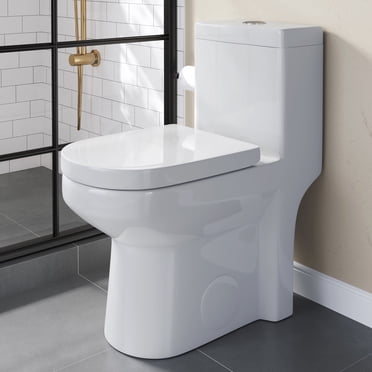 HOROW Small One Piece Toilets Dual Flush Toilets 1.28GPF 10'' Rough-in w/ Soft Seat