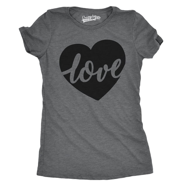T-shirt pour Femmes « Love Script Heart Cute Relationship » pour Dames (Gris Chiné Foncé) - TTG