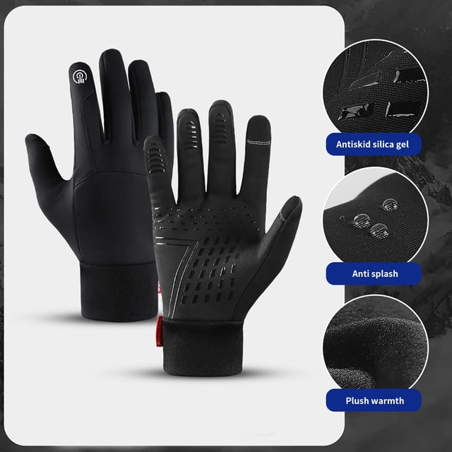 HOARBOEG Outdoor Sports And Winter Non Slip Men And Women Plus Velvet Warm Ski Riding Windproof Gloves
