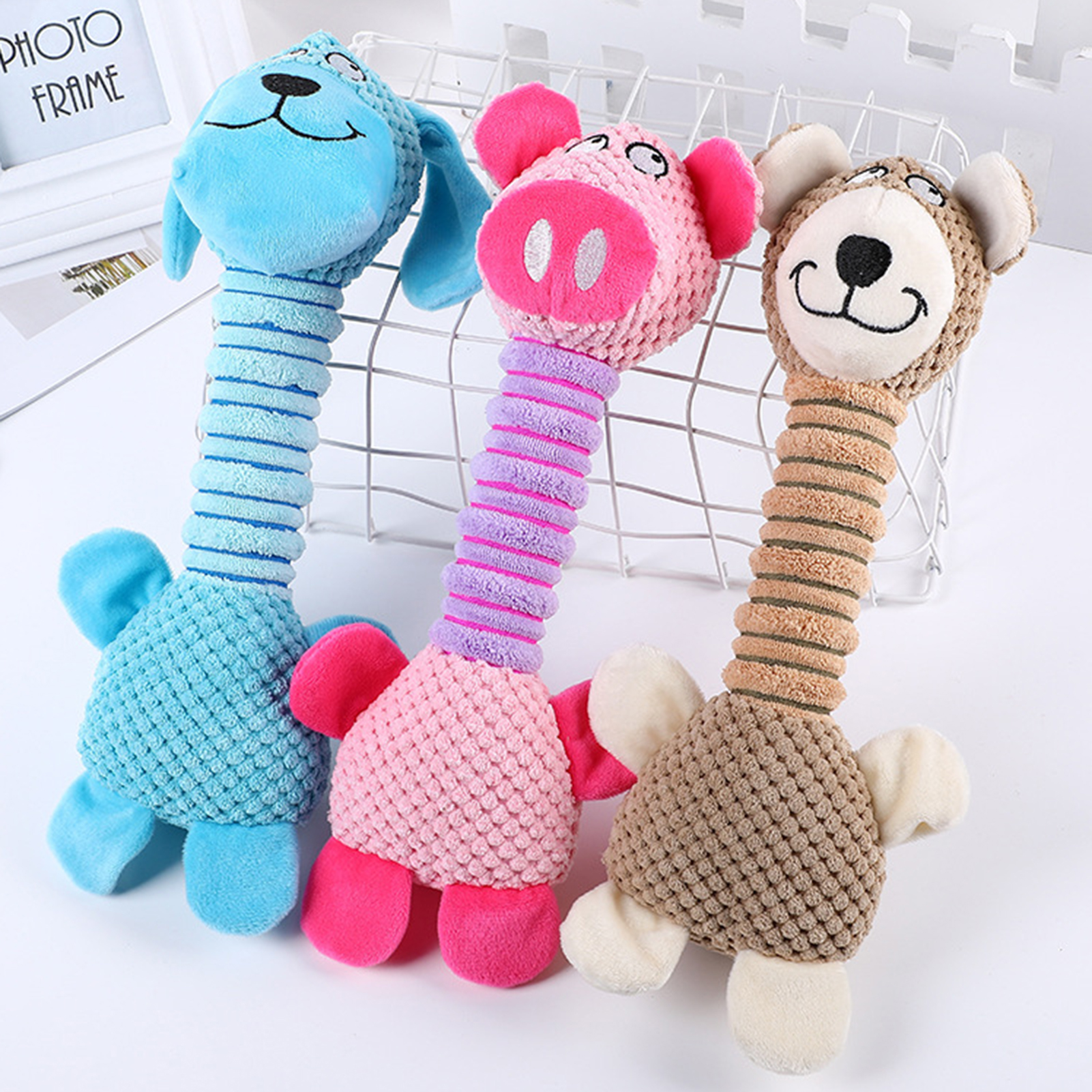 Flmtop Peluche pour Animaux de Compagnie, Forme Particulière, Résistant aux Morsures, Jouet pour Chien, Bleu