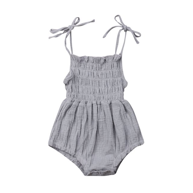 Kmbangi Bébé Été Coton Fronde Romper Dentelle jusqu'à Stretch Ruched Combinaison