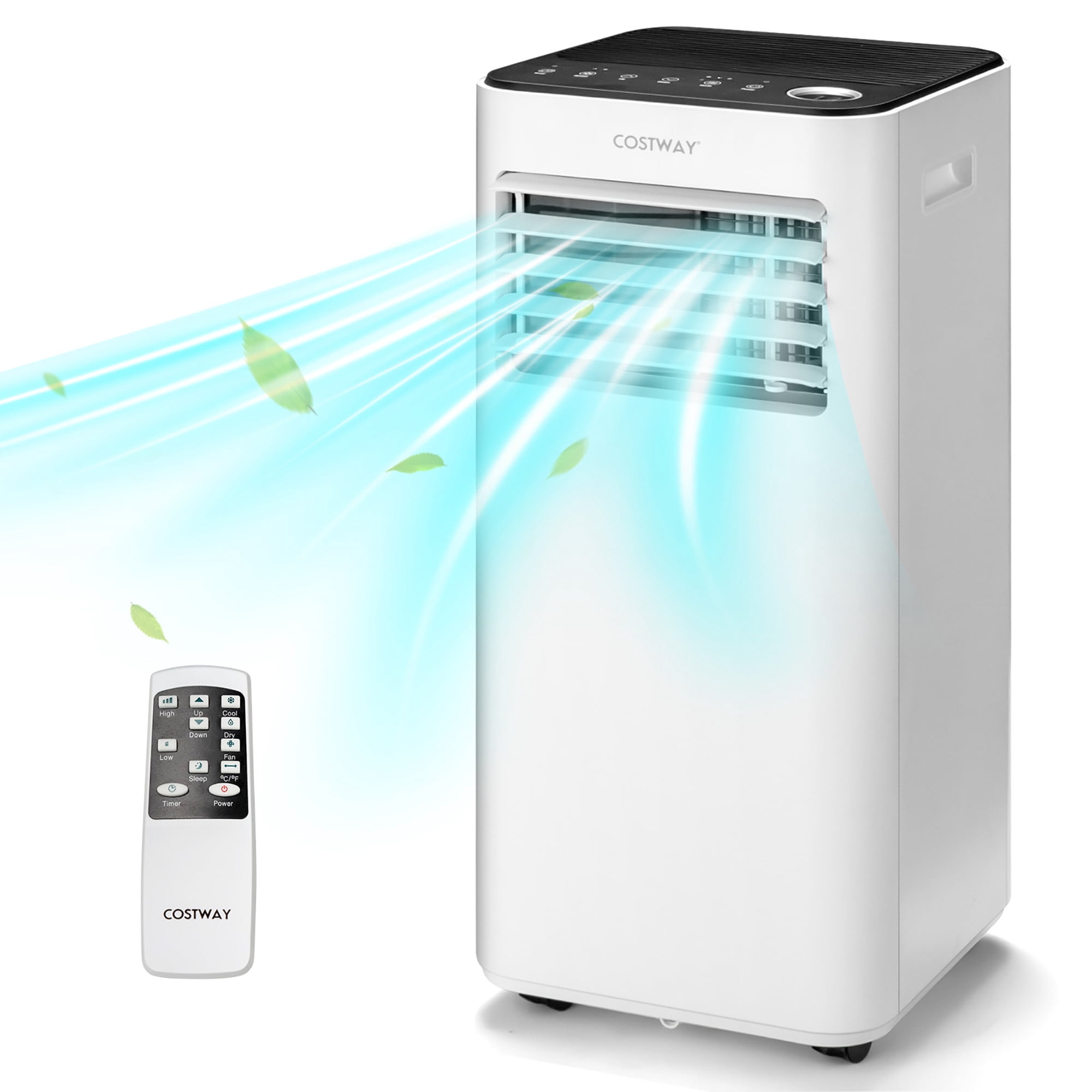 Costway Climatiseur portable 10000 BTU 3-en-1 avec ventilateur, déshumidificateur, mode sommeil