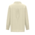 thumbnail image 4 of Yuyuzo Womens Button down Shirts Cotton Linen Fall Loose Casual Long Sleeve Solid Color Blouses, 4 of 5