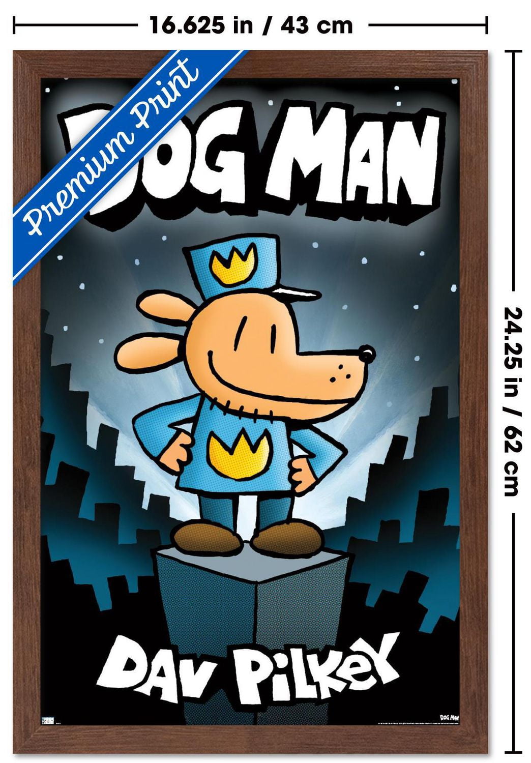 Dog Man - Book Cover (2016) Wall Poster, 14.725" x 22.375" Framed