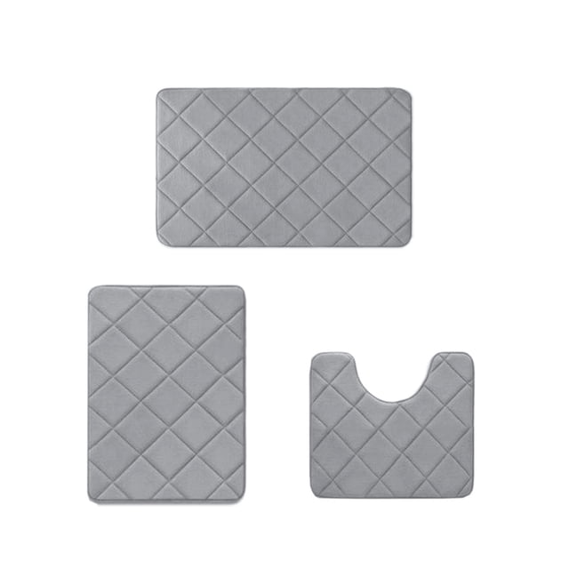 Rbaofujie Modern Rug Memory Foam Bath Mat 3 Set Bathroom Rugs for 3 Pcs Toilet Mats Universal Soft Comfortable Water Absorption Non-Slip Thick Machine Washable Easier To Dry Dark Bathroom Mat