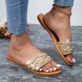 thumbnail image 5 of Tevas Sandales pour Femmes Sandales d'Été pour Femmes Mode Décontractée Décoration Ruban Tissé Bout Rond Semelle Plate Pantoufles Sandales Vert Kelly en Liquidation, 5 of 5