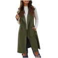 thumbnail image 2 of QIPOPIQ Gilet Long Sans Manches à Col pour Femmes, Cardigans à devant Ouvert, Vestes Blazer Longues, Vêtements d'Extérieur avec Poche, Liquidation, 2 of 9