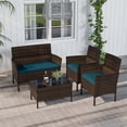 thumbnail image 4 of Costway 4 PCS Patio Furniture Set withWashable Cushions and Tempered Glass Coffee Table Blue, 4 of 9