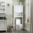 thumbnail image 2 of kleankin Armoire de Rangement au-Dessus de la Toilette avec Doubles Portes Tablette Ajustable, 2 of 10