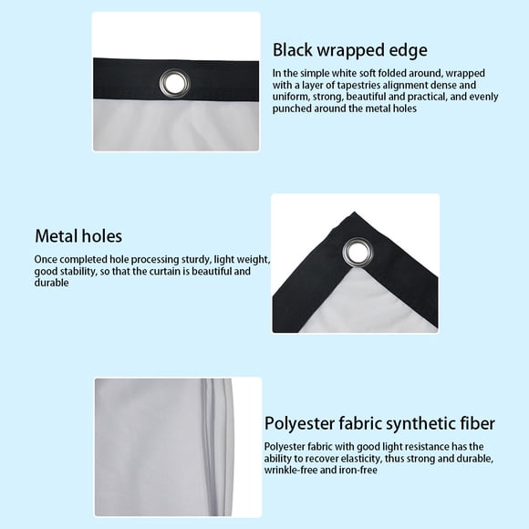 Baohd Projector Screen Portable Foldable Metal Ring Mothproof 16:9 Replacement Bedroom Office Projecting Screens Part 100inch