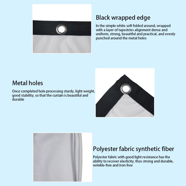 Baohd Projector Screen Portable Foldable Metal Ring Mothproof 16:9 Replacement Bedroom Office Projecting Screens Part 100inch