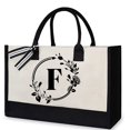 thumbnail image 2 of Fashion Canvas Handbag for Women Letter Flowers Printed Hit Color Portable, 2 of 6