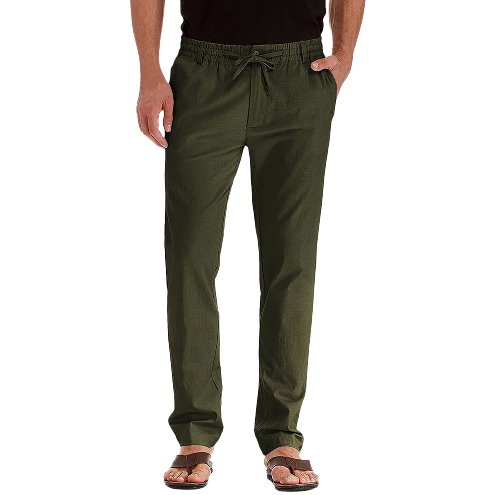 WEIYLL Pantalon Homme Décontracté Taille Élastique Cordon de Serrage Réglable Vert Taille TTTG