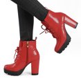thumbnail image 2 of Unique Bargains Bottes à Plateforme à Lacets à Talon Bloc Haut à Bout Rond pour Femmes, 2 of 7