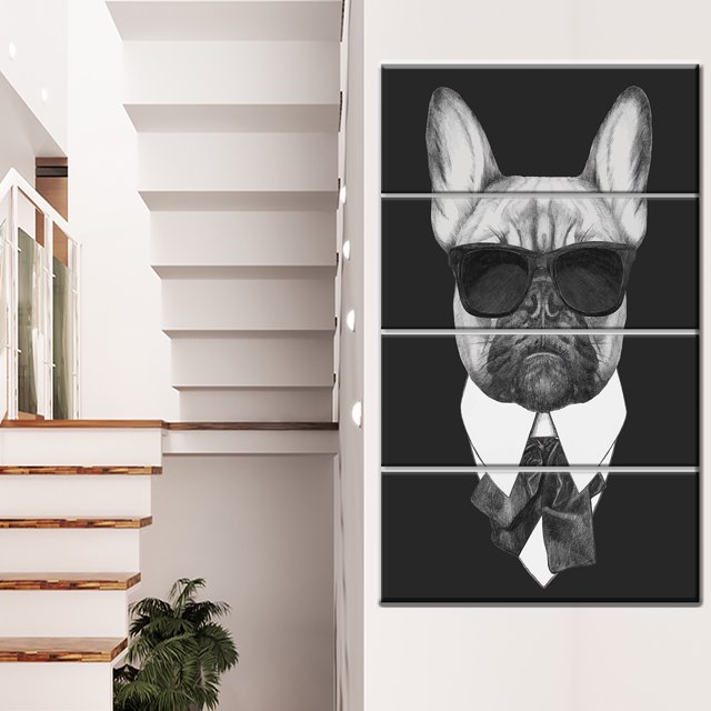 French Bulldog Fashion Portrait - Animal Canvas Art Print