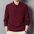 thumbnail image 4 of Chandail Tricoté Mince à Manches Longues pour Homme à Col Chemise Uni - Couche de Base Ajustée en Polyester Spandex, 4 of 4