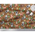 thumbnail image 2 of Soimoi Silk Fabric Floral & Cute Animals Cartoon Printed Fabric 1 Yard 42 Inch Wide, 2 of 3
