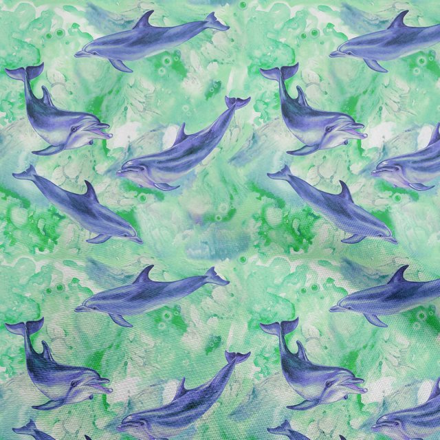 oneOone Polyester Lycra Green Fabric Whale Craft Projects Decor Fabric Printed By The Yard 56 Inch Wide