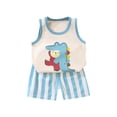 thumbnail image 1 of Débardeur pour Filles, Hauts Décontractés Mode pour Garçons à Manches Courtes, Col Rond, Boutons, Ensembles de Shorts Imprimés, 1 of 3
