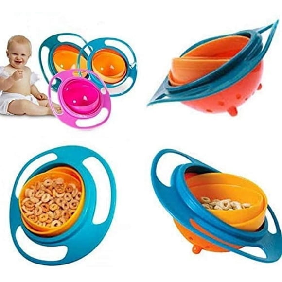 Magic Bowl 360 Degree Rotation Spill Resistant Gyro Bowl with Lid For Toddler Baby Kids Children