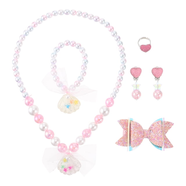 Ensemble de 6 Pcs Collier Bracelet Décoratif pour Enfants Bague à Doigt