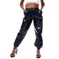 thumbnail image 1 of Femmes Taille Haute Brillant Métallique Extensible Hip Hop Pantalon Réfléchissant Jogger Pantalon, 1 of 6