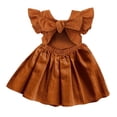 thumbnail image 2 of ShomPort Summer Skirt for Girls Linen Sleeveless A-Line Crewneck Ruffle Cozy Breathable Solid Color Holiday Dress, 2 of 7