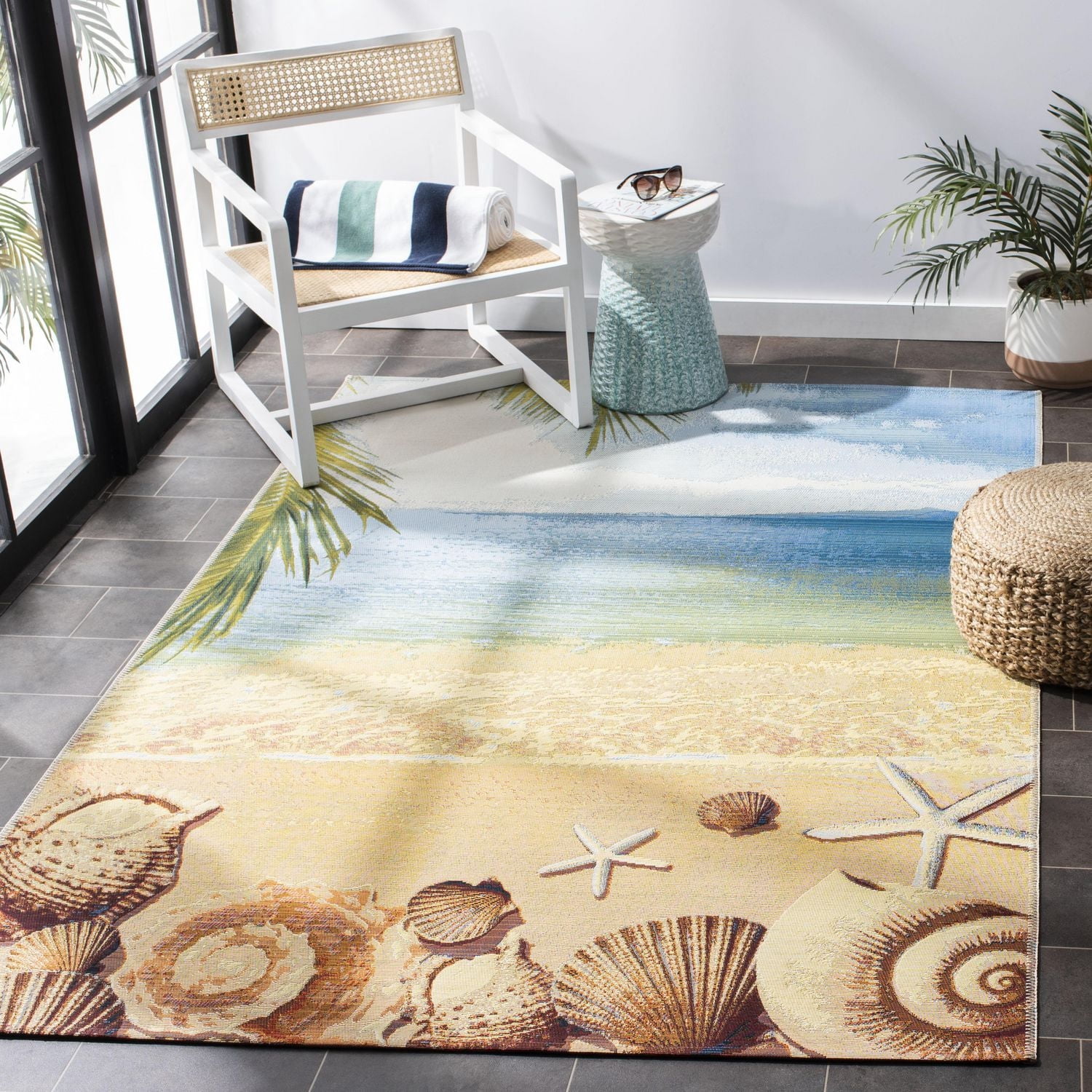 SAFAVIEH Barbados Tapis Extérieur Coquillages de Mer