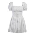 thumbnail image 1 of FAROOT Robe Courte Ligne A à Manches Bouffantes avec Dentelle pour Femmes, 1 of 9