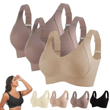 Lot de 3 Soutiens-Gorge Sans Armatures à Fermeture Frontale pour Femmes Âgées, Soutiens-Gorge Confortables Sans Armature pour Tous les Jours, Hontri Soutien-Gorge pour Aînées à Fermeture Frontale Soutien-Gorge Respirant pour Aînées Soutiens-Gorge Sans Armatures pour Femmes Âgées 3 Pcs