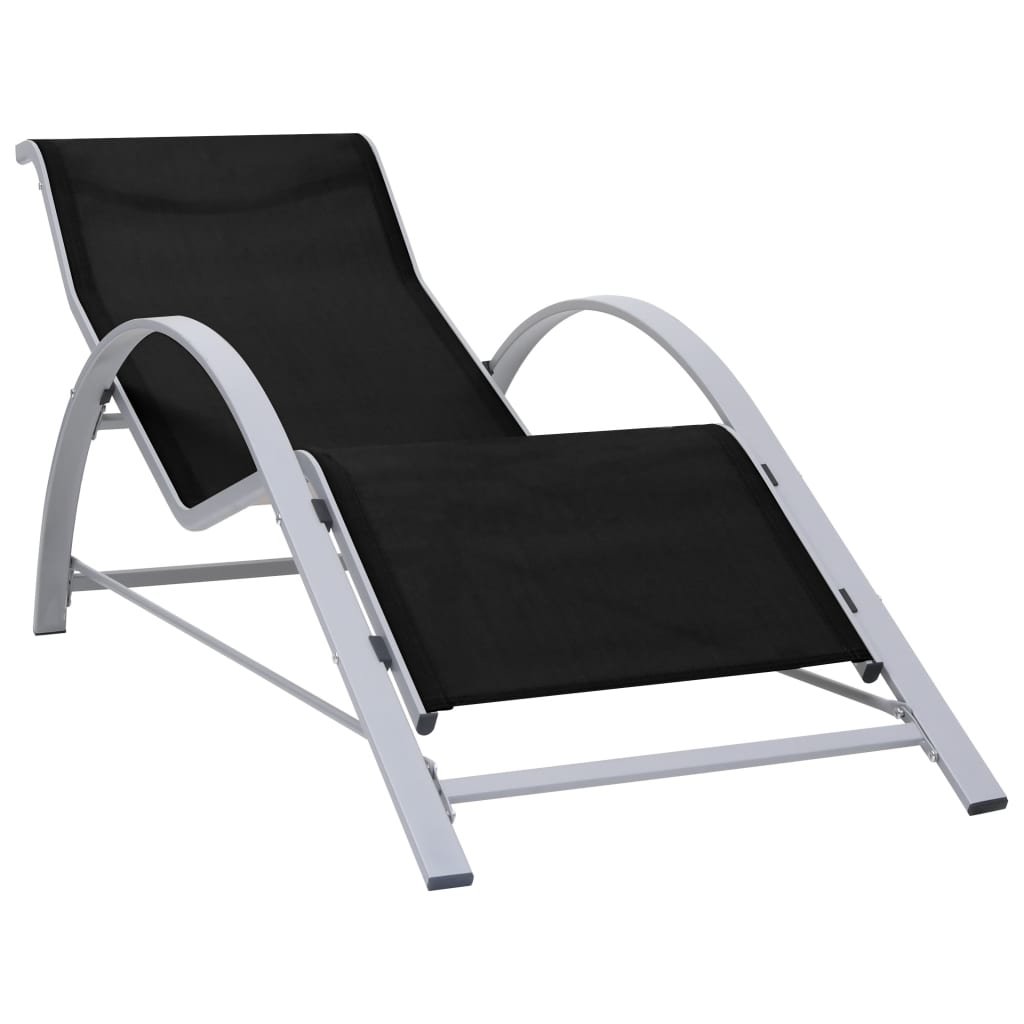 vidaXL Chaise Longue Textilène et Aluminium Noir
