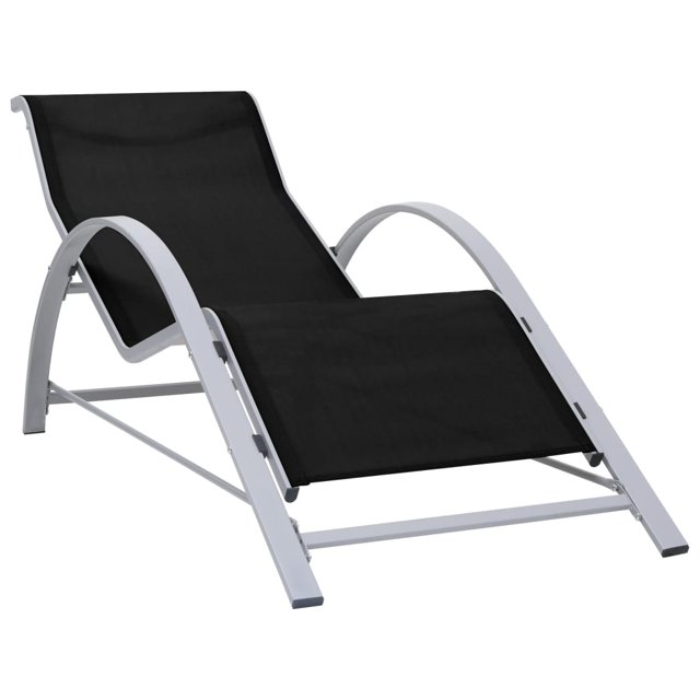 vidaXL Chaise Longue Textilène et Aluminium Noir