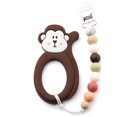 thumbnail image 1 of Little Cheeks - Baby, Infant - Monkey Silicone Teether and Pacifier Clip - Brown, 1 of 7