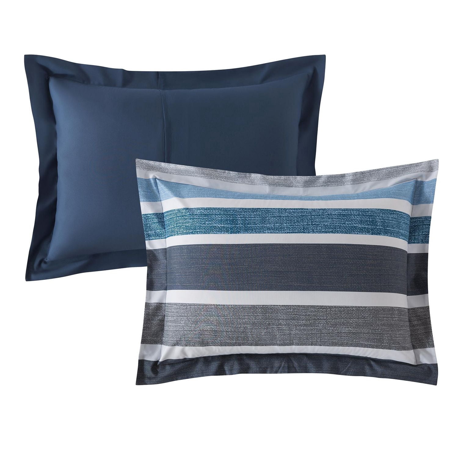 Ensemble de literie tout-en-un réversible Mainstays, avec couette et draps, pièces, à rayures bleues