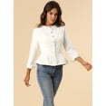 thumbnail image 4 of INSPIRE CHIC Veste en Denim à Basque pour Femme, Col Rond, Sans Col, Boutonnée, 4 of 6