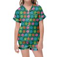 thumbnail image 2 of MIASHUI Girls Pajamas Set Flower Pattern Button-Down Sleepwear 2 Piece Nightwear,Green,8-9 Years, 2 of 4