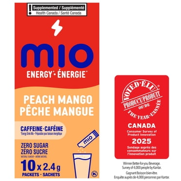 mio Energy Peach Mango Energy Drink Mix, 2.4 g Packets, 10 ct Box