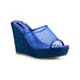thumbnail image 1 of BLISSFUL STEP Sandales pour Femmes à Plateforme Compensée à Paillettes Sandales à Enfiler Bleu 6,5, 1 of 7