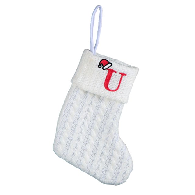 XZNGL White Christmas Tree Socks Letter Decorations Knitted Holiday Stockings for Mantel Staircase Tree Display and Festive Home Decoration