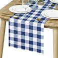 thumbnail image 1 of Buffalo Plaid Table Runner, Classic Farmhouse Tabletop Collection, Waterproof Table Runner for Kitchen Dining, Banquet, Restaurant, Outdoor Use, 14W x 108L, Navy Blue and White, 1 Piece, 1 of 6