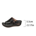 thumbnail image 4 of Orthopedic Sandals for Women Wedge Flip Flops Metal Decor Irregular Embossing Beach Summer Slide Sandals Black, 4 of 9