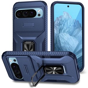 Pour Google Pixel 10 / 10 Pro Slim Fit Shockproof Hybrid avec couverture de caméra coulissante & Rotation Ring Kickstand, [Militaire-Grade] Dossier téléphonique pour Google Pixel 10 / 10 Pro 6.3",bleu
