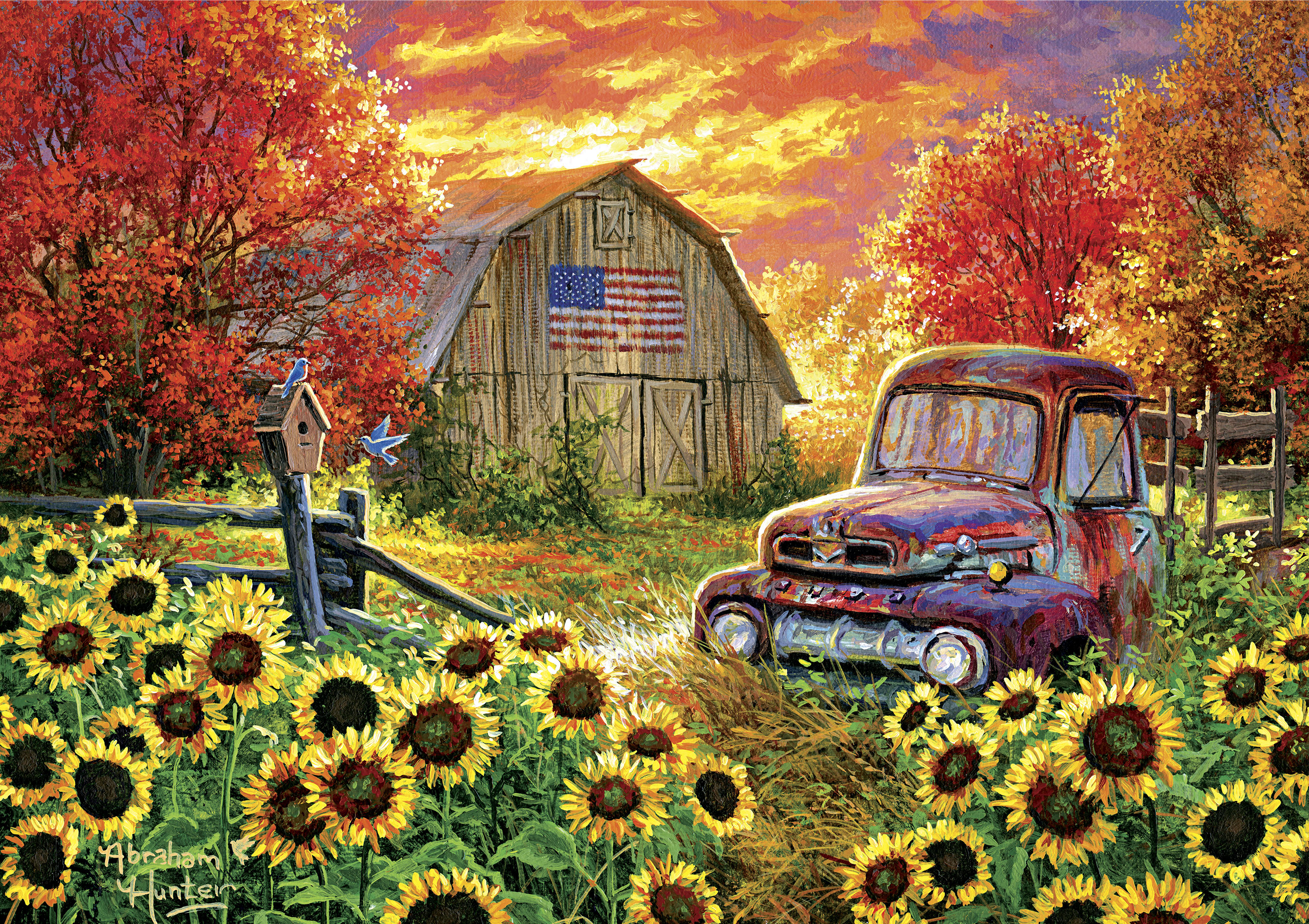 Puzzle à emboîtement de 500 pièces Old Glory Farmstead de Buffalo Games pour adulte à partir de 14 ans